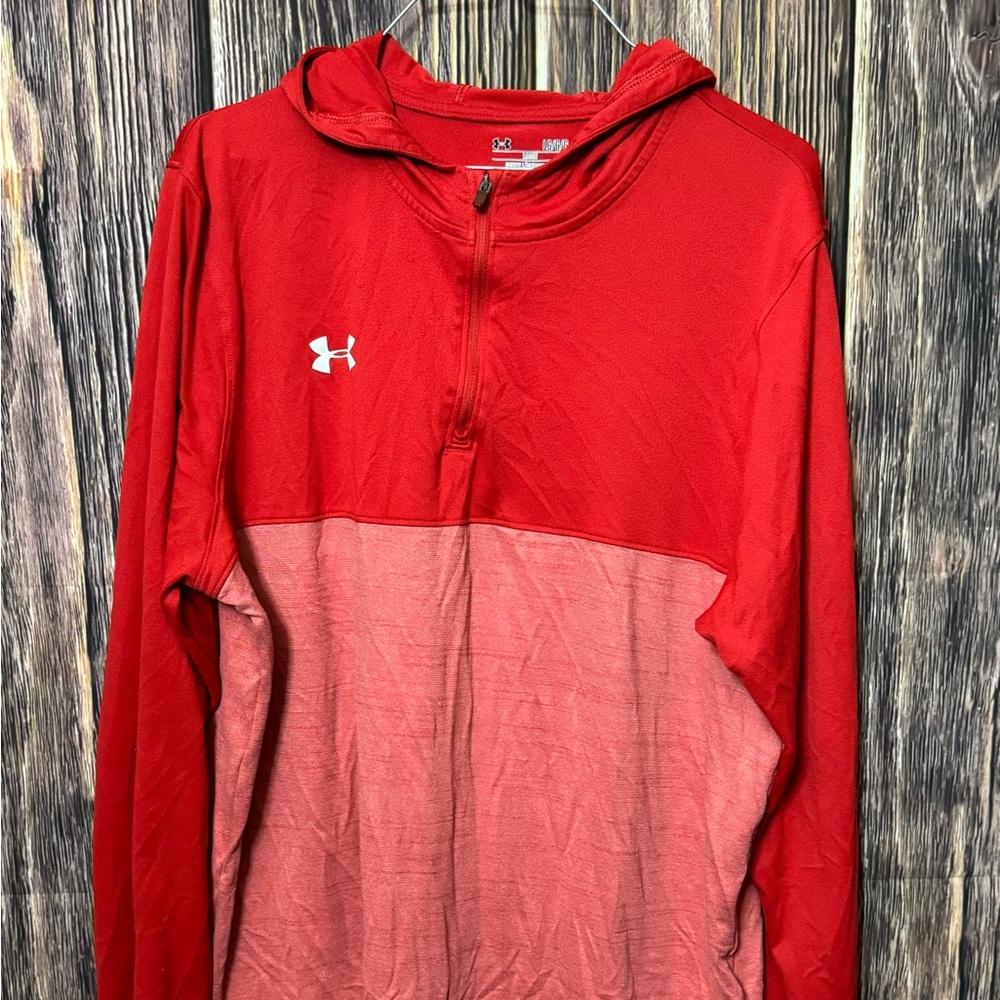 Under Armour Shirt Mens L 1/4 Quarter Zip Fitted Hood Pullover Water Windbreaker